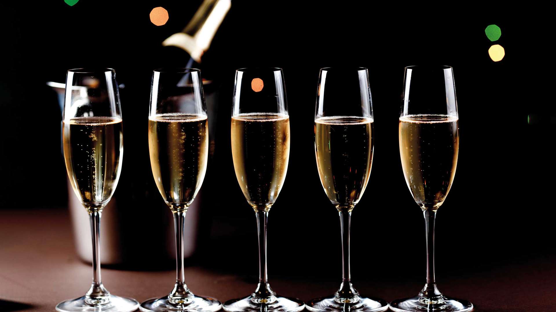 Glasses of Champagne with a black background