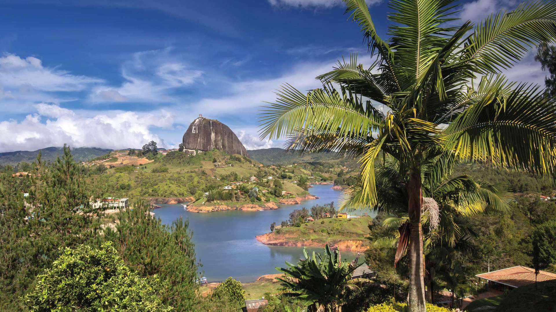 View Of The Rock El Penol Near The Town Of Guatape Antioquia, Colombia