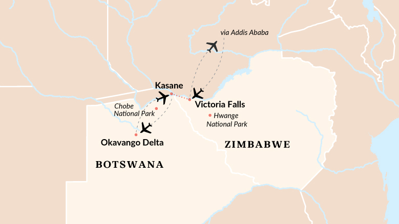 Victoria Falls To The Okavango Map 2025