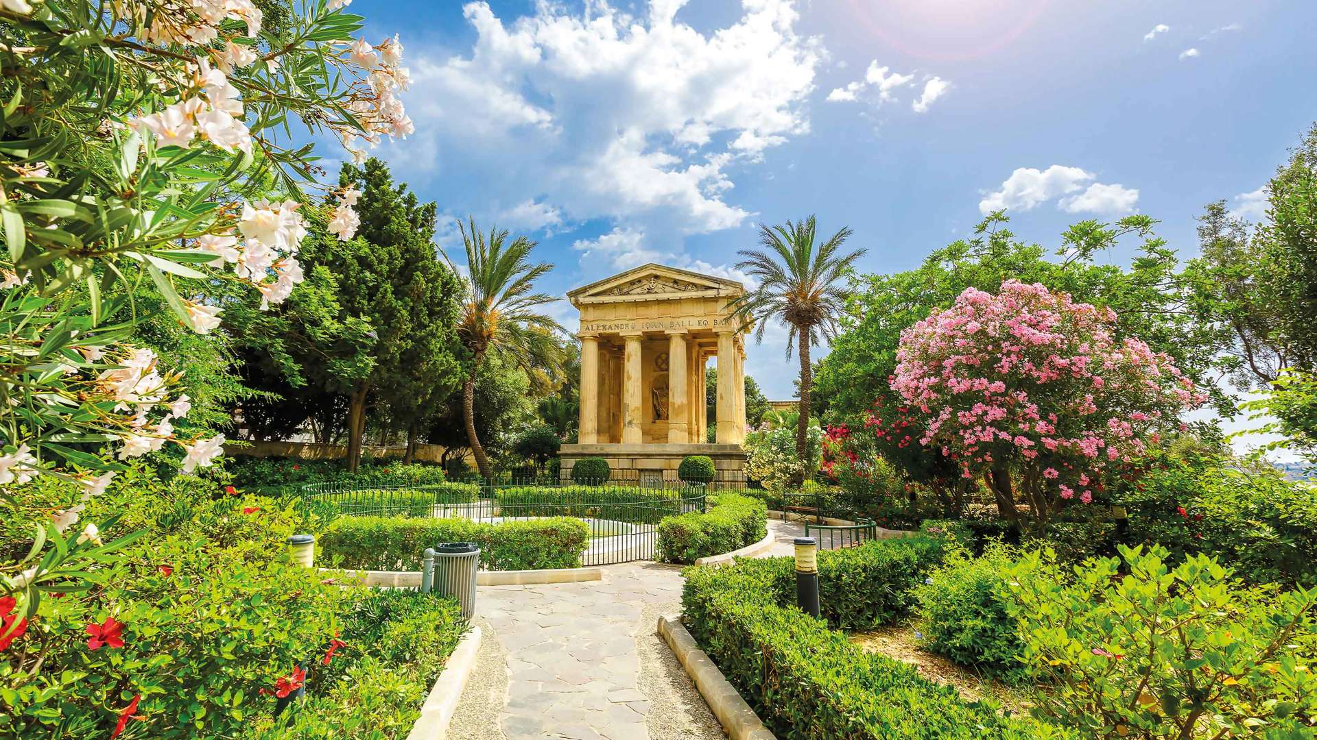 Lower Barrakka Public Garden And The Monument To Alexander Ball In Old Town Valletta, Malta