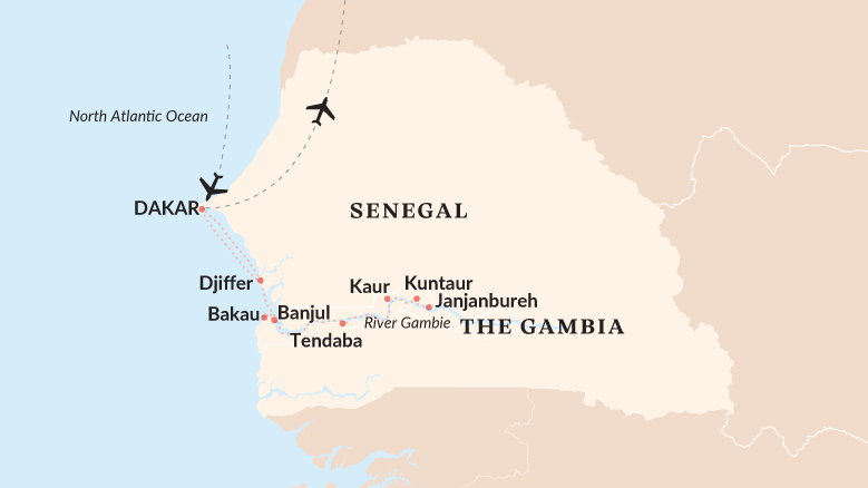 Cruising from Senegal to Gambia Map
