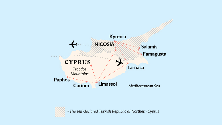 Cyprus North To South Map 2025