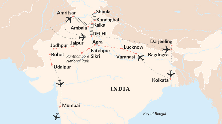 Grand Tour Of Northern India Map 2025