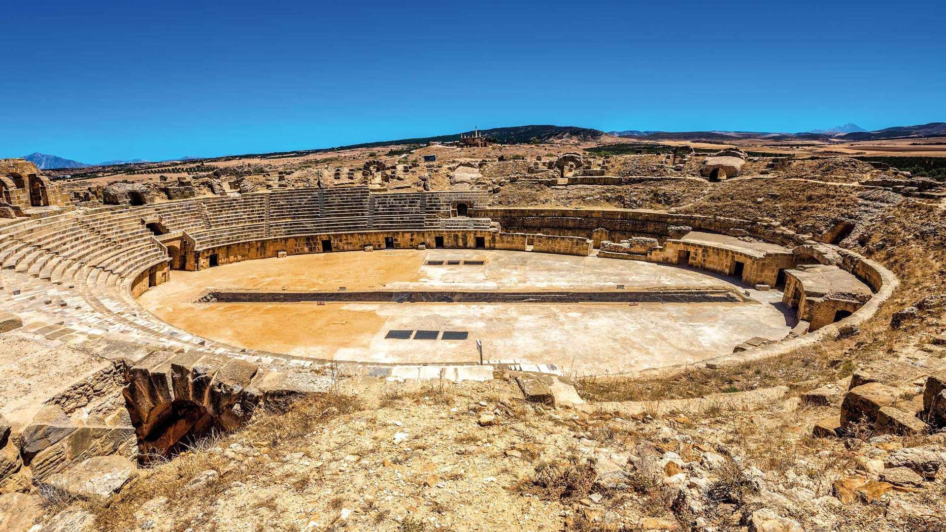 Ancient Arena In Roman Town, Uthina, Tunisia 