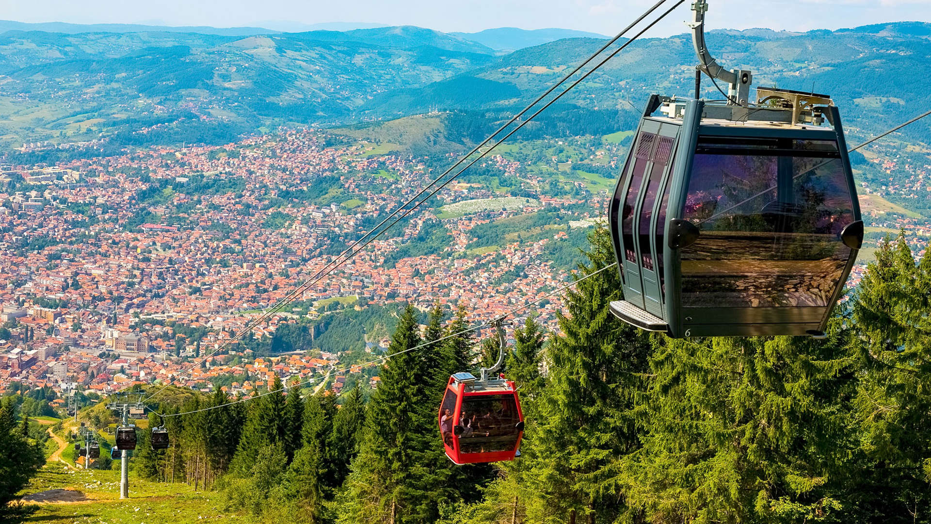 Cable Car, Top of the mountain on the City of Sarajevo and Funiculars, Bosnia and Herzgovina