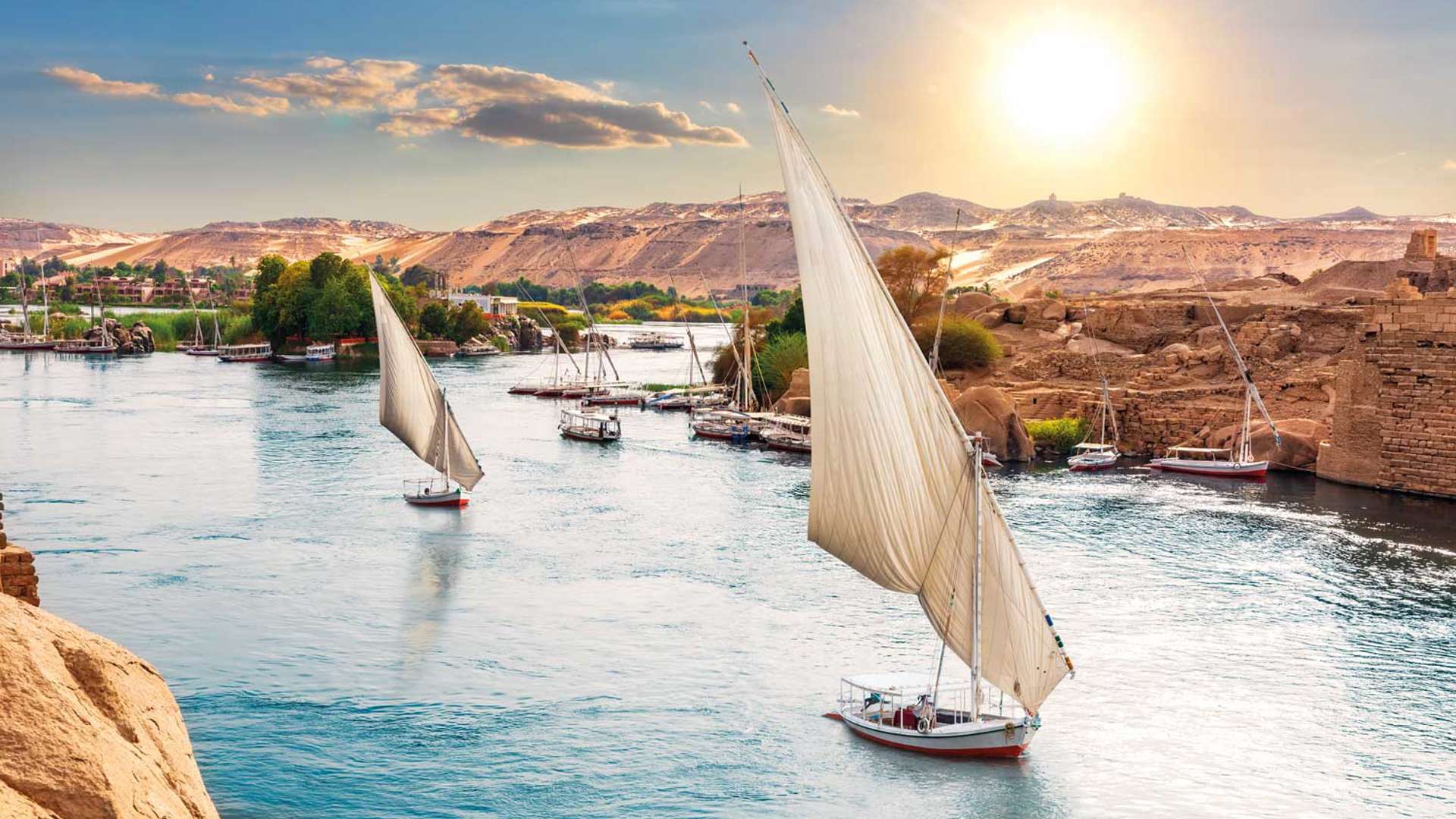 Sailboats, nile river, aswan, egypt