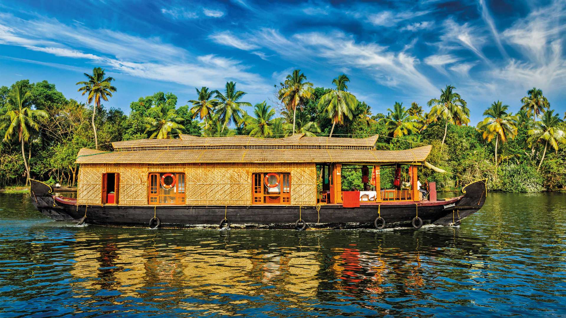 Tourist Houseboat On Kerala Backwaters, India