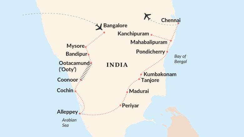 Highlights Of Southern India Map 2025